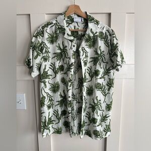 Linen Cotton Blend Mens ASOS Button Down Short Sleeve Shirt